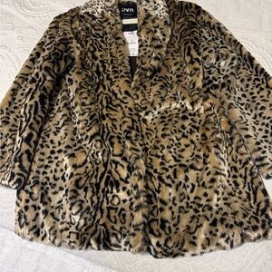 Zara Women's Animal Print Teddy Jacket/Coat